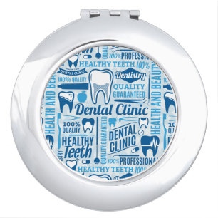 Blue Dental Clinic Pattern Compact Mirror