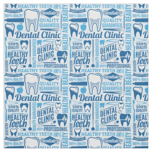 Blue Dental Clinic Pattern Fabric