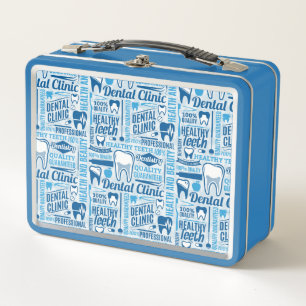 Blue Dental Clinic Pattern Metal Lunch Box