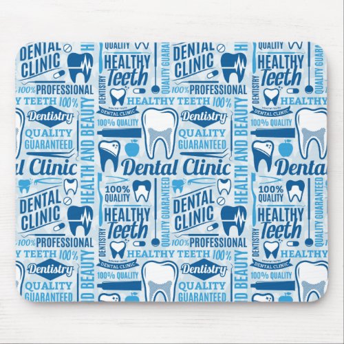 Blue Dental Clinic Pattern Mouse Pad