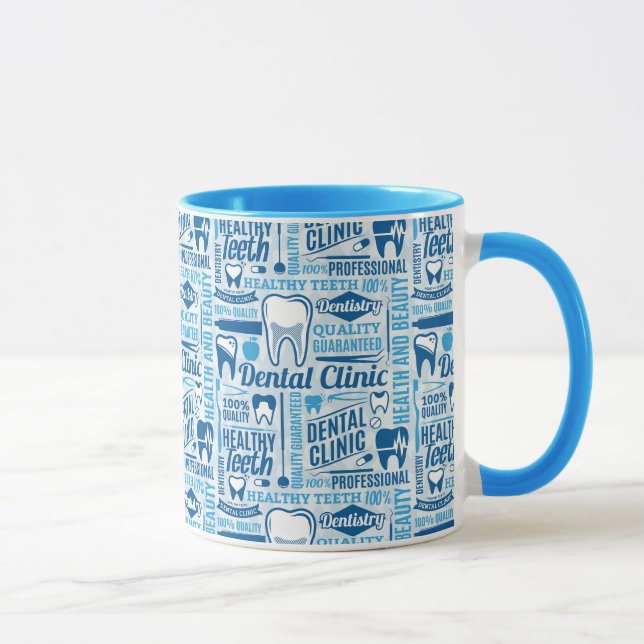 Blue Dental Clinic Pattern Mug (Right)