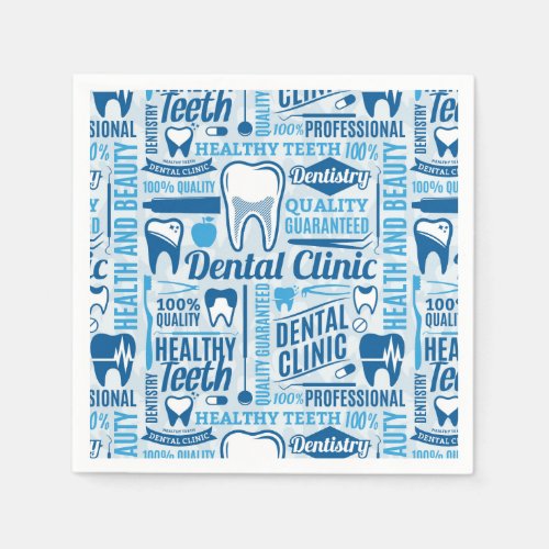 Blue Dental Clinic Pattern Napkins