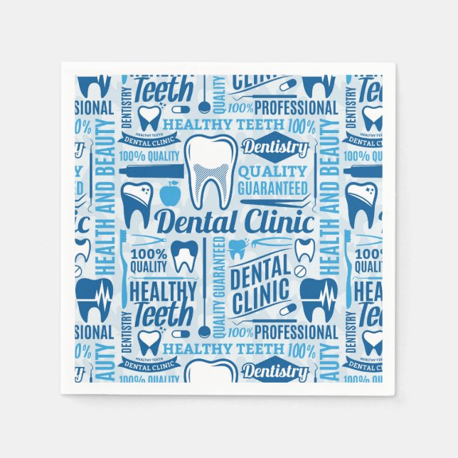 Blue Dental Clinic Pattern Napkins (Front)