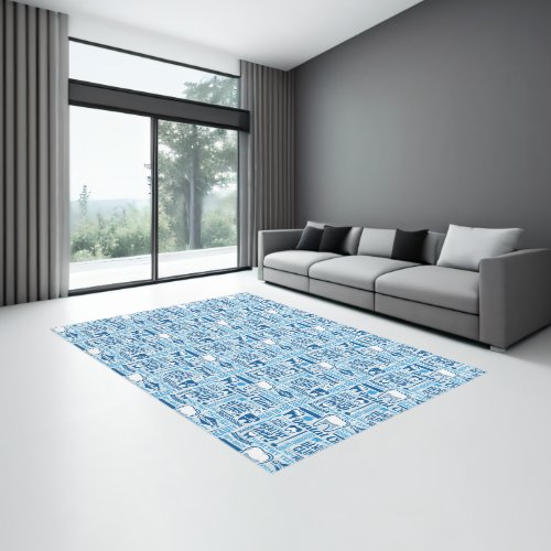 Blue Dental Clinic Pattern Rug