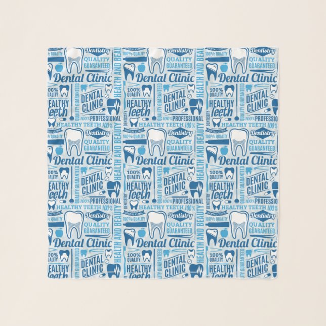 Blue Dental Clinic Pattern Scarf (Front)