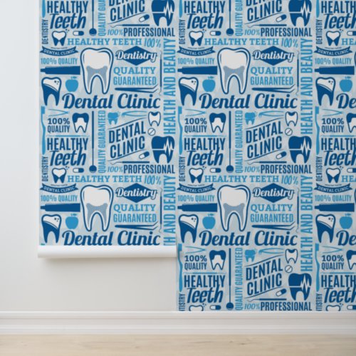 Blue Dental Clinic Pattern Wallpaper