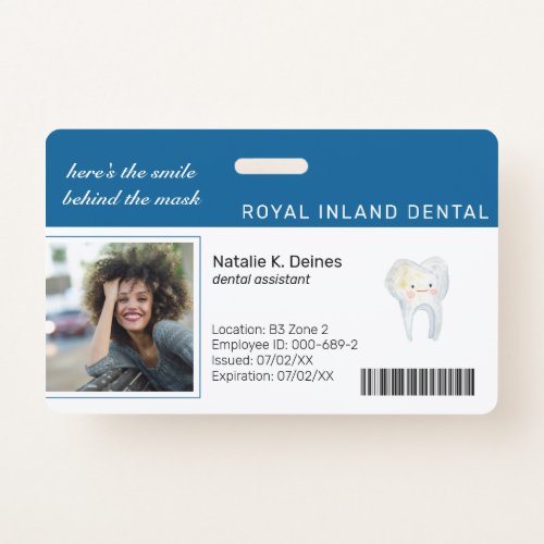 Blue  Dental Office Employee Photo ID Badge