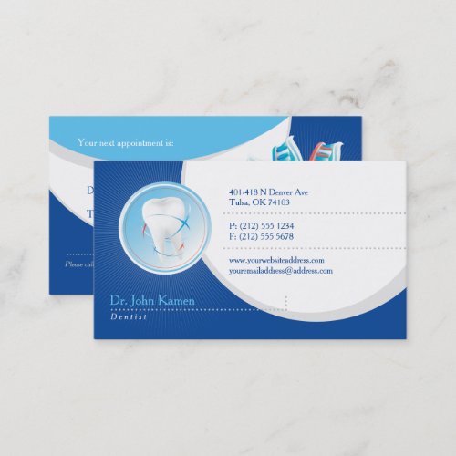 Blue Dental  Personalize Dentist Appointment Card