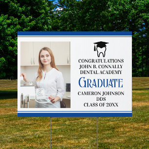 Blue Dental School Graduate Photo Dentist Yard Sign