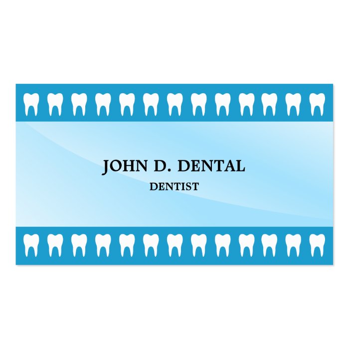 Blue dentist, dental business card with teeth
