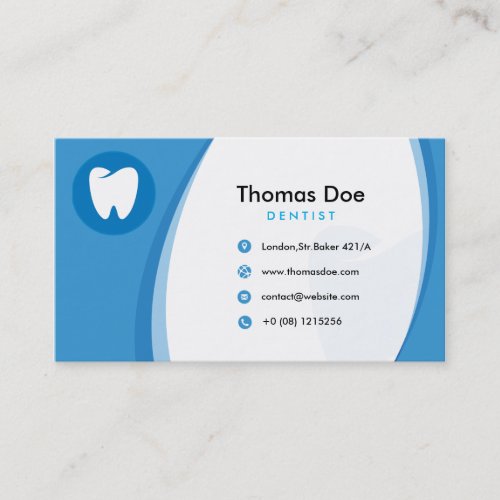 Blue dentist Dental clinic with tooth logo Business Card