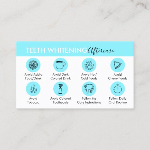 Blue Dentistry Teeth Whitening Aftercare Tips Business Card