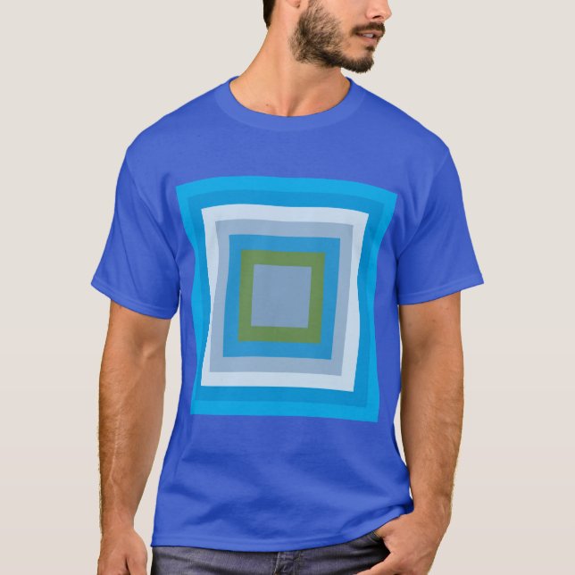  "Blue Depth" Minimalist Gradient Squares T-Shirt (Front)