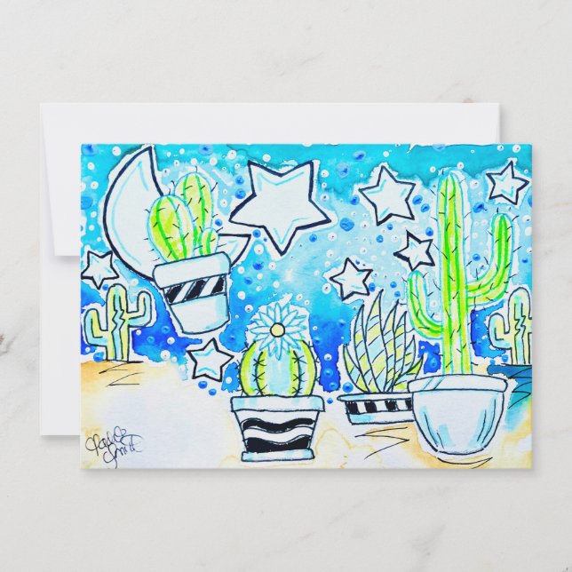 "Blue Desert" Cactus Note Card (Front)