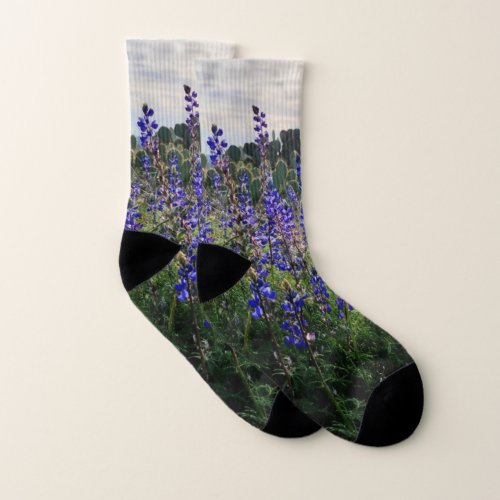 Blue Desert Lupine Flowers Arizona USA Socks