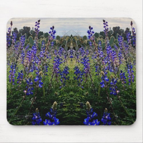 Blue Desert Lupine Flowers  Cactus Arizona USA Mouse Pad