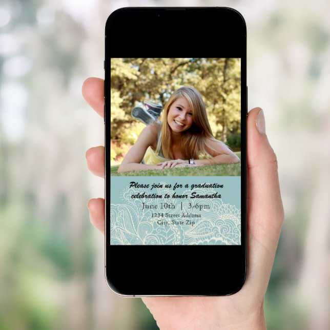 Blue Design - 3x5 Graduation Announcement (Front Digital)