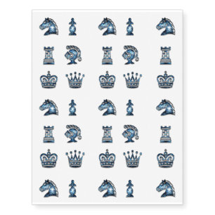 Blue Design Chess Piece Game Symbol Design Temporary Tattoos