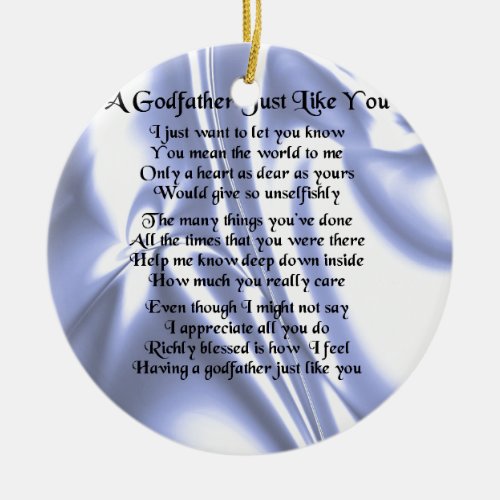 Blue Design  Godfather Poem Ceramic Ornament
