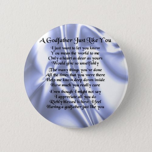 Blue Design  Godfather Poem Pinback Button