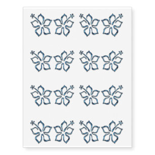 Blue Design Hibiscus Flower Garden Design Temporary Tattoos