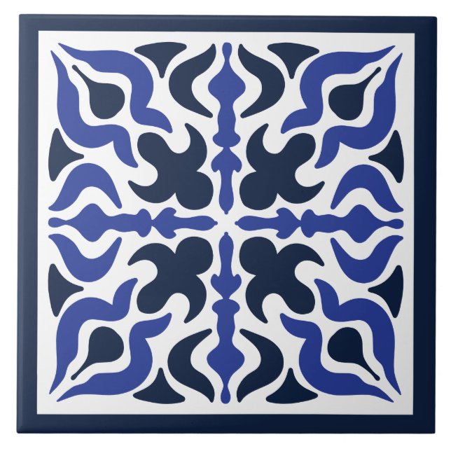Blue Design Moroccan Mosaic Pattern Ceramic Tile (Front)