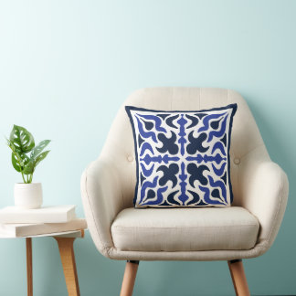 Blue Design Moroccan Mosaic Pattern Throw Pillow