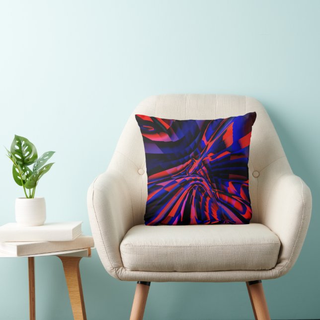 Blue design of squares aligned on crooked object   throw pillow (Chair)