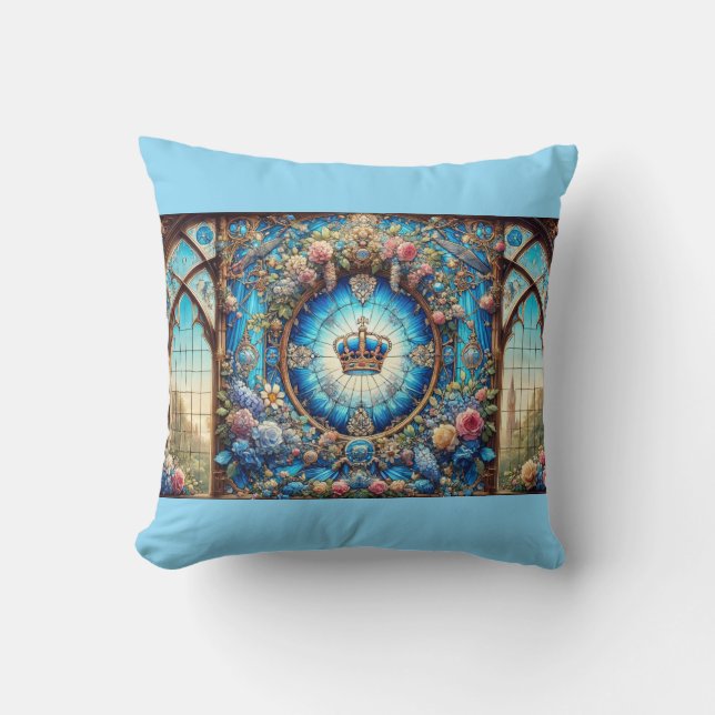 Blue design throw pillow (Front)