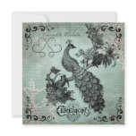 Blue Design Vintage Peacock Wedding Invitation