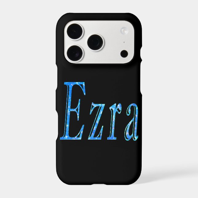 Blue Designed Ezra Name, Iphone Case (Back)