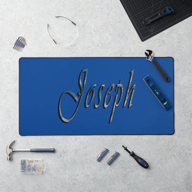 Blue Designed Joseph Name, Desk Mat (Workstation)