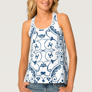Blue Designer All-Over Tank  Top