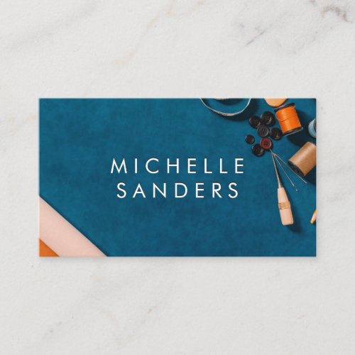 Blue Desktop Texture  Sewing Kit Tools Business Card