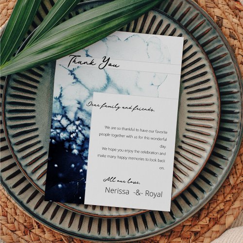 Blue Destination Wedding Reception Thank You Card