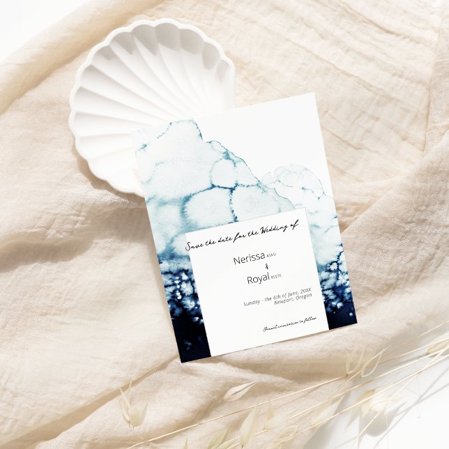 Blue Destination Wedding Save the Date Card (Creator Uploaded)
