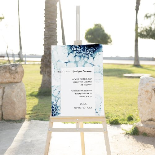 Blue Destination Wedding Unplugged Ceremony Sign