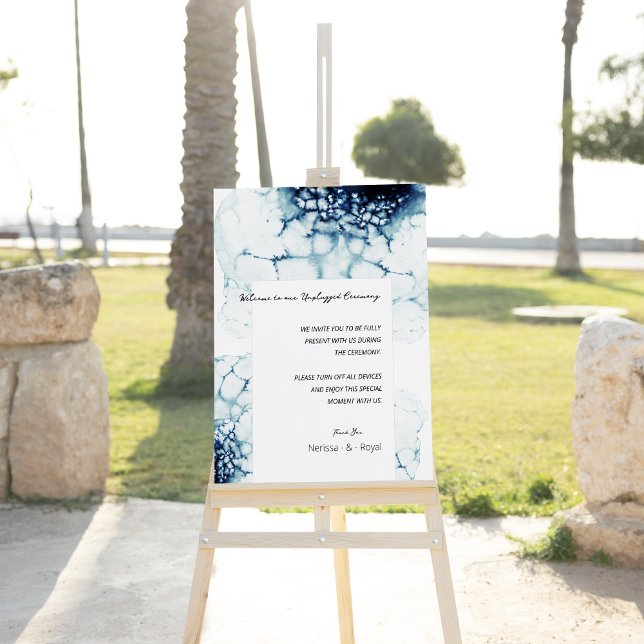 Blue Destination Wedding Unplugged Ceremony Sign (Creator Uploaded)