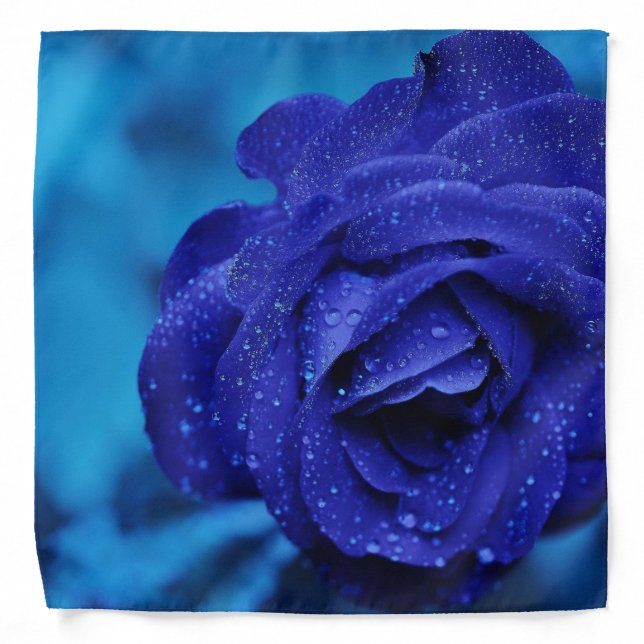 Blue Dewdrop Rose Bandana (Front)
