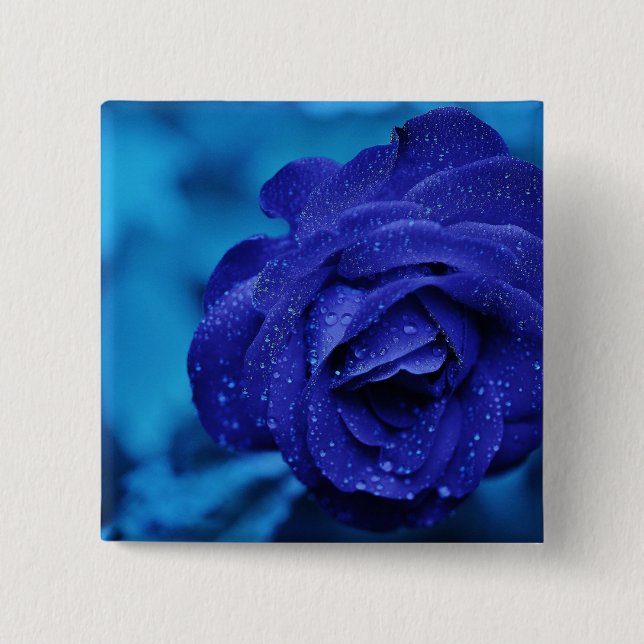 Blue Dewdrop Rose Button (Front)