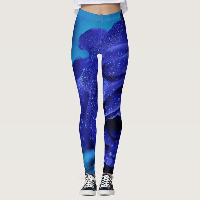 Blue Dewdrop Rose Leggings (Front)