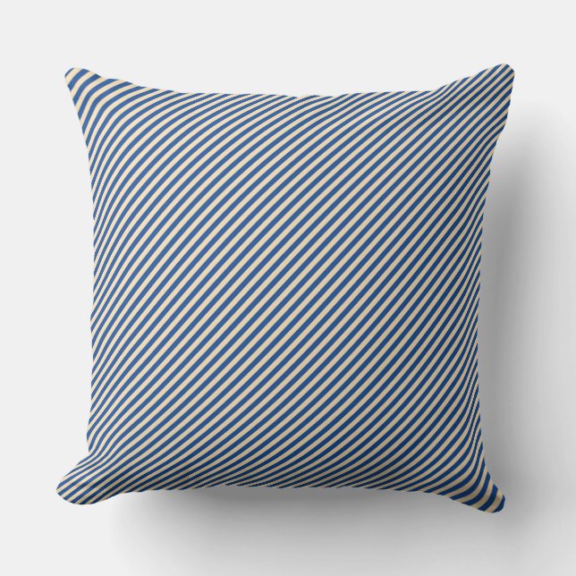Blue Diagonal Pinstripe  Throw Pillow (Front)