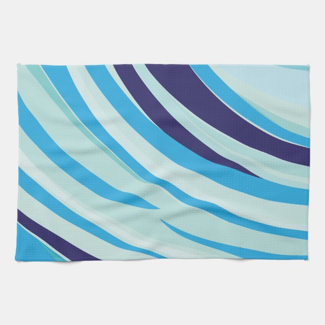 Blue Diagonal Stripe  Kitchen Towel (Horizontal)