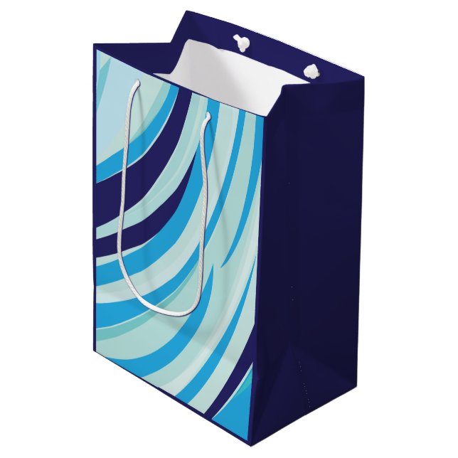 Blue Diagonal Stripe  Medium Gift Bag (Front Angled)
