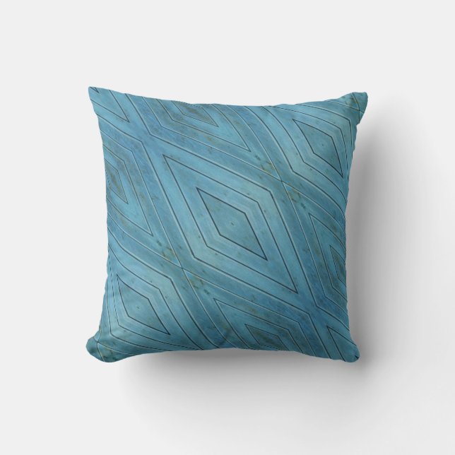 Blue Diagonal Striped Decorative Couch Pillow (Front)