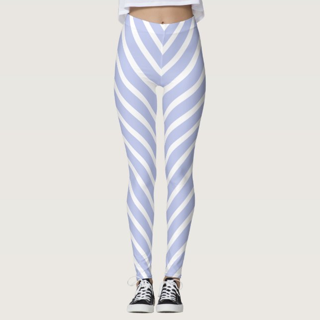 Blue Diagonal Stripes Leggings (Front)