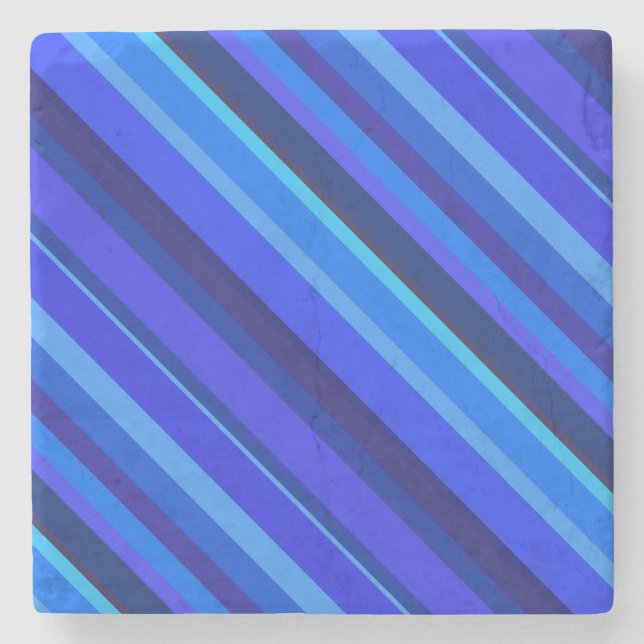 Blue diagonal stripes stone coaster (Front)