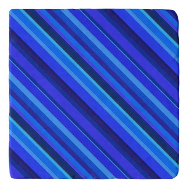 Blue diagonal stripes trivet (Front)