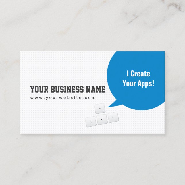 Blue Dialog Box App Developer Business Card (Front)