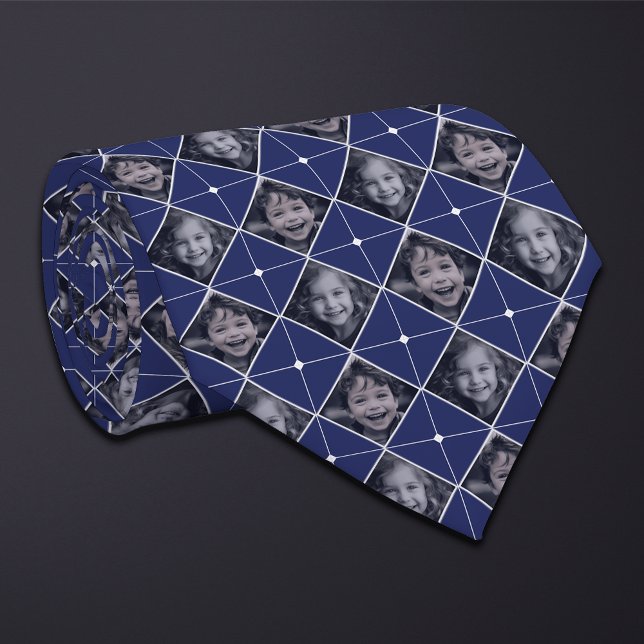 Blue Diamond 2-Photo Pattern Neck Tie (Creator Uploaded)